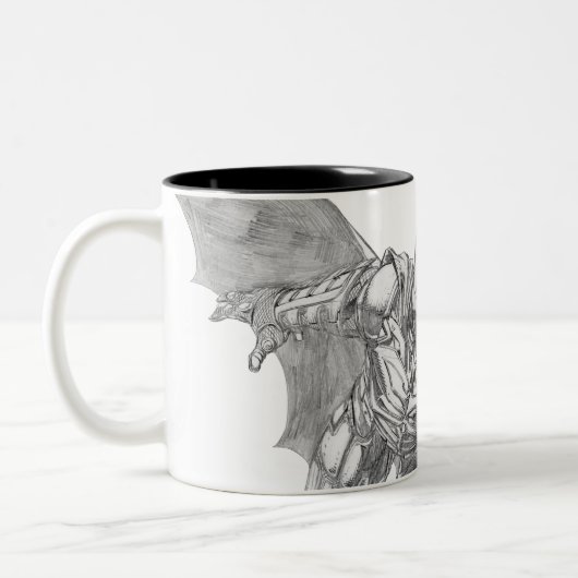 Batman Lunging Forward Zeichnend 2 Zweifarbige Tasse (Links)