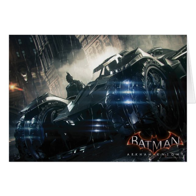 Batman mit Batmobile im Regen (Vorderseite (Horizontal))