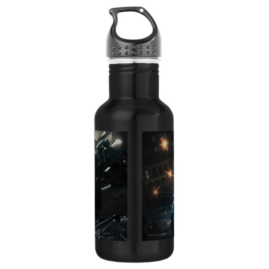 Batman mit Batmobile im Regen Edelstahlflasche (Rückseite)