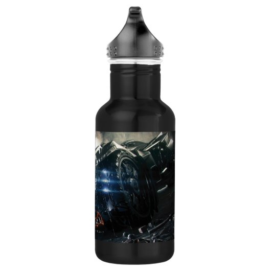 Batman mit Batmobile im Regen Edelstahlflasche (Rechts)