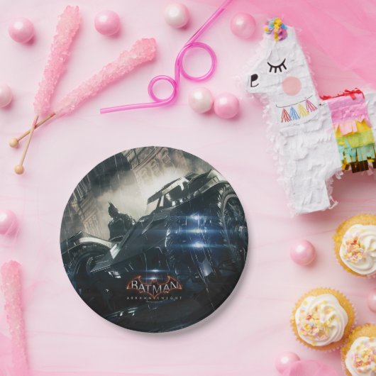 Batman mit Batmobile im Regen Pappteller (Party)