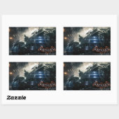 Batman mit Batmobile im Regen Rechteckiger Aufkleber (Blatt)