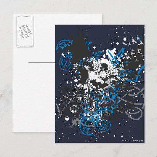 Batman mit Knüpfarbeit Collage Postkarte (Vorne/Hinten)