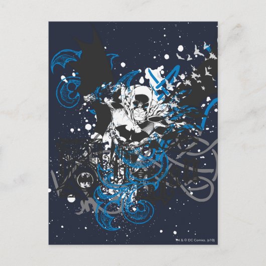 Batman mit Knüpfarbeit Collage Postkarte (Vorderseite)