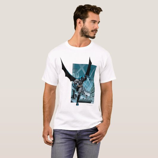 Batman mit Stadthintergrund T-Shirt (Vorne ganz)