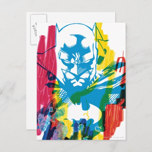 Batman Neon Marker Collage Postkarte (Vorne/Hinten)