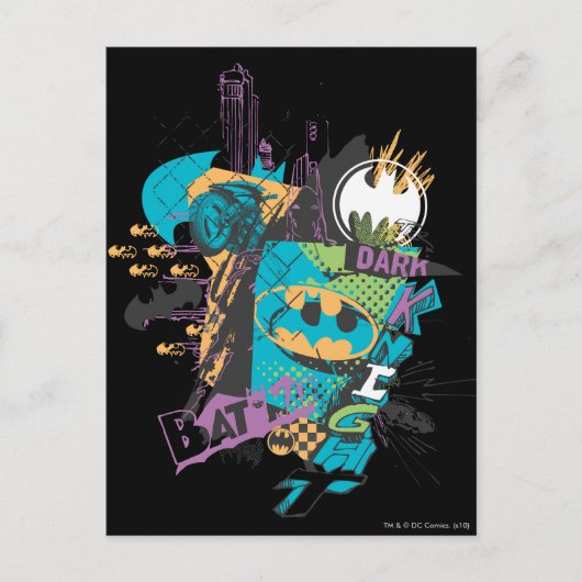 Batman Neon The Dark Knight Collage Postkarte (Vorderseite)