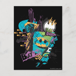 Batman Neon The Dark Knight Collage Postkarte
