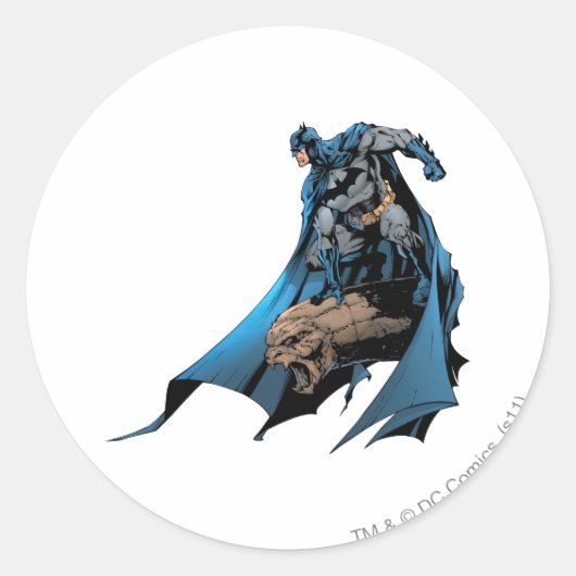 Batman on gargoyle runder aufkleber (Vorderseite)