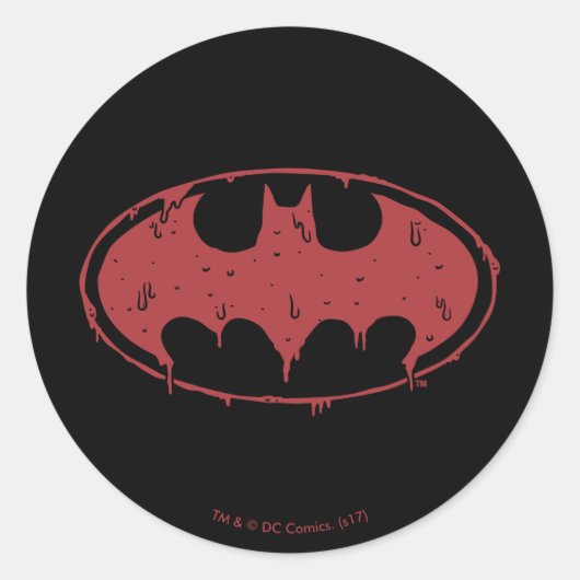 Batman | Oozing Red Bat Logo Runder Aufkleber (Vorderseite)