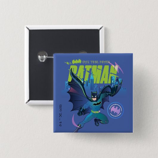 Batman "Own Your Power" City Graphic Button (Vorne & Hinten)