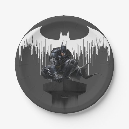 Batman Perched auf einer Säule Pappteller (Vorderseite)