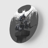 Batman Perched auf einer Säule Runde Wanduhr (Winkel)