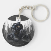 Batman Perched auf einer Säule Schlüsselanhänger (Rückseite)