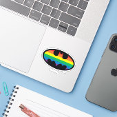 Batman Rainbow-Logo Aufkleber (Laptop mit iPhone)