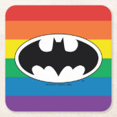 Batman Rainbow-Logo Rechteckiger Pappuntersetzer (Vorderseite)