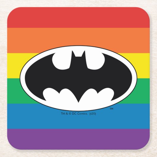 Batman Rainbow-Logo Rechteckiger Pappuntersetzer (Vorderseite)