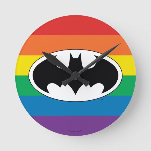 Batman Rainbow-Logo Runde Wanduhr (Vorderseite)