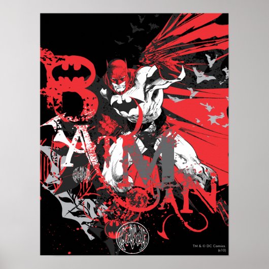 Batman Red und Black Collage Poster (Vorne)
