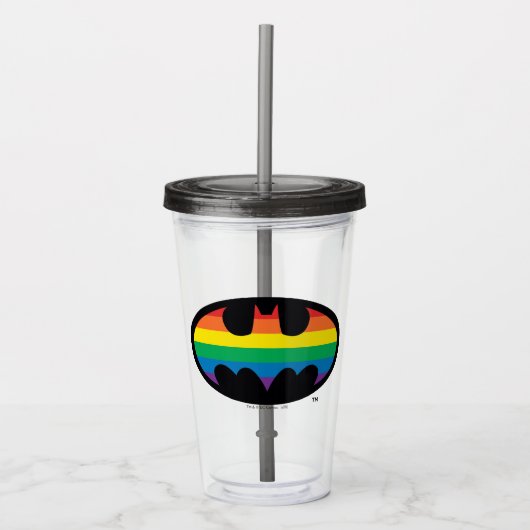 Batman-Regenbogen-Logo Acryltrinkbecher (Vorderseite)