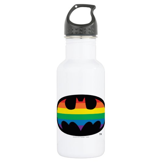 Batman-Regenbogen-Logo Edelstahlflasche (Vorderseite)