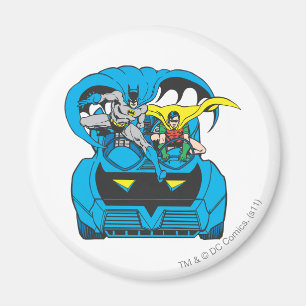 Batman & Robin fahren mit dem Batmobil Magnet