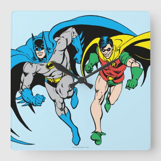 Batman & Robin Quadratische Wanduhr (Vorderseite)