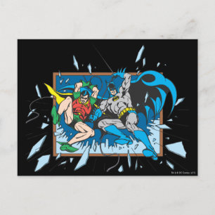 Batman & Robin zerbrechen Fenster Postkarte