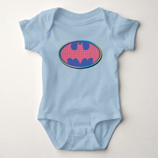 Batman | Rosa Polka-Dot-Logo Baby Strampler (Vorderseite)