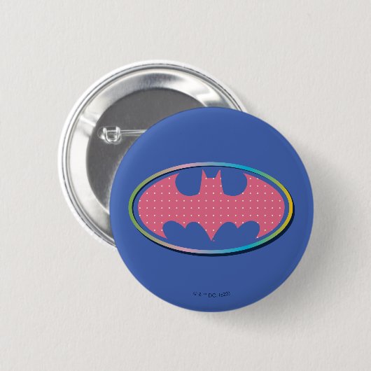 Batman | Rosa Polka-Dot-Logo Button (Vorne & Hinten)