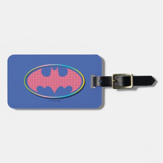 Batman | Rosa Polka-Dot-Logo Gepäckanhänger (Vorderseite horizontal)