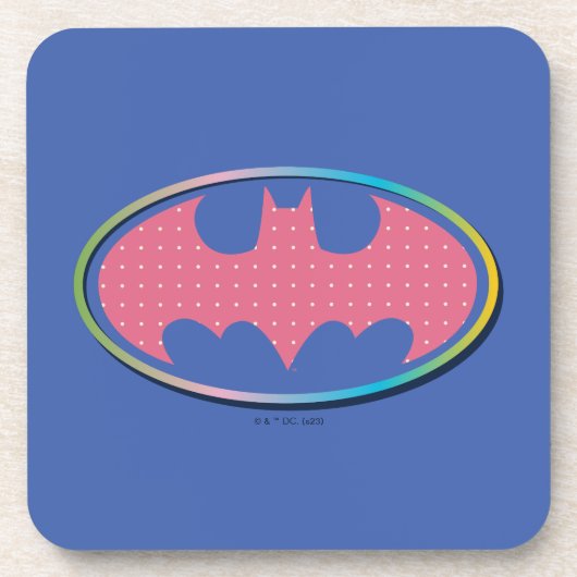 Batman | Rosa Polka-Dot-Logo Getränkeuntersetzer (Vorderseite)