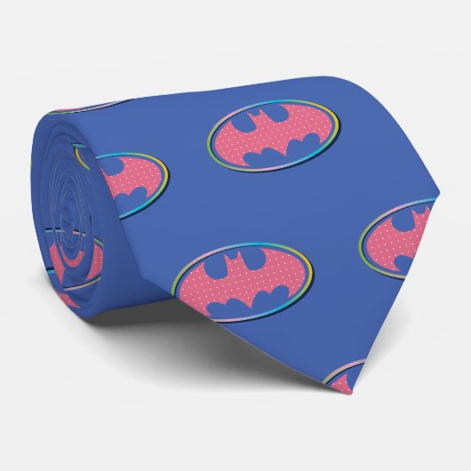 Batman | Rosa Polka-Dot-Logo Krawatte (Gerollt)