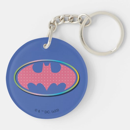 Batman | Rosa Polka-Dot-Logo Schlüsselanhänger (Rückseite)
