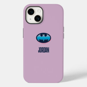 Batman   Rosa und blaues Symbol iPhone 14 Hülle