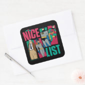 Batman | Santa Nice List of Heroes Quadratischer Aufkleber (Umschlag)