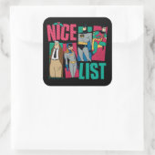 Batman | Santa Nice List of Heroes Quadratischer Aufkleber (Tasche)