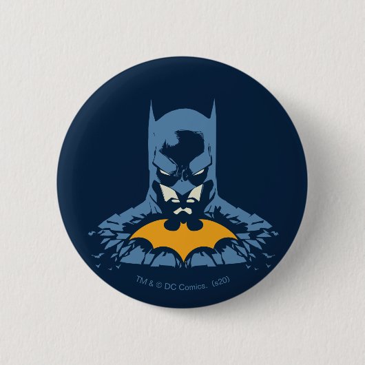 Batman schmetterte Büste mit Gold-Logo Button (Vorderseite)