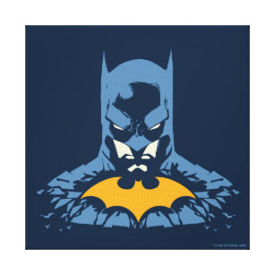 Batman schmetterte Büste mit Gold-Logo Leinwanddruck
