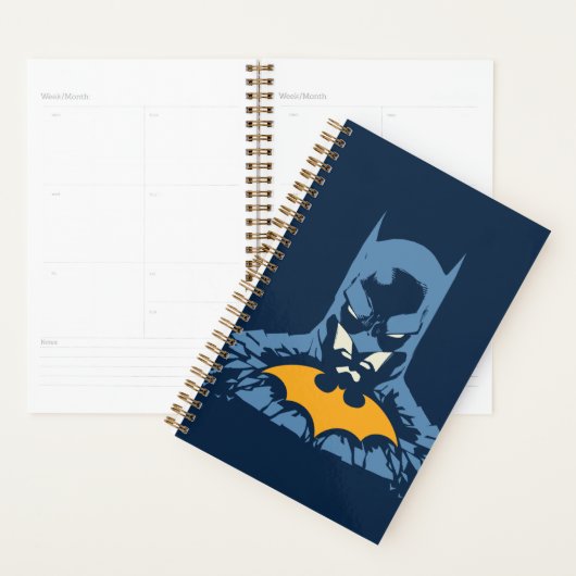 Batman schmetterte Büste mit Gold-Logo Planer (Anzeige)
