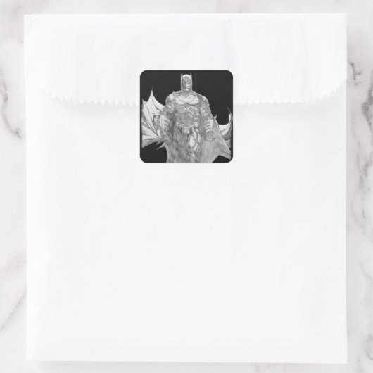 Batman Standing Drawing Quadratischer Aufkleber (Tasche)
