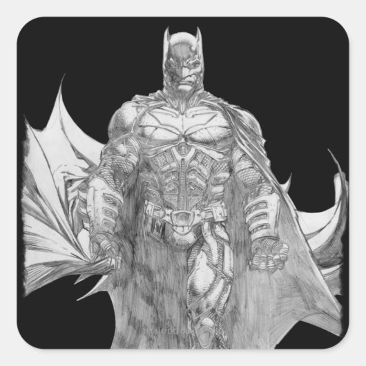 Batman Standing Drawing Quadratischer Aufkleber (Vorderseite)