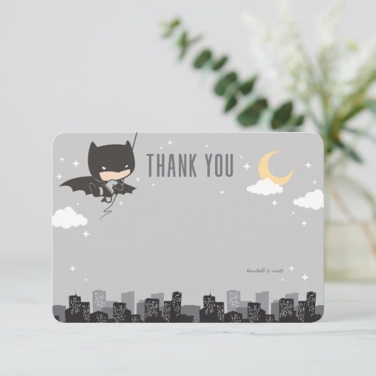 Batman Super Hero Babydusche Danke Einladung (Stehend Vorderseite)