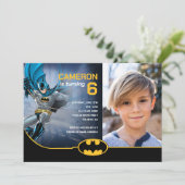 Batman Super Hero Birthday - Foto Einladung (Stehend Vorderseite)