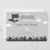 Batman Super Hero First Birthday Einladung (Vorderseite)