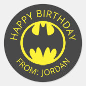 Batman Symbol | Bat Circle Logo | Happy Birthday Runder Aufkleber (Vorderseite)