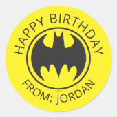Batman Symbol | Bat Circle Logo | Happy Birthday Runder Aufkleber (Vorderseite)