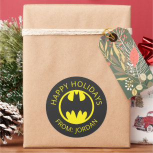 Batman Symbol   Bat Circle Logo   Happy Holidays Runder Aufkleber