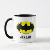 Batman Symbol | Becken-Oval-Logo | Name hinzufügen Tasse (Links)