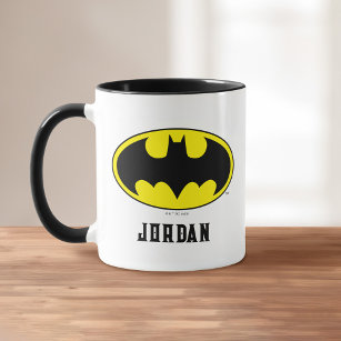 Batman Symbol   Becken-Oval-Logo   Name hinzufügen Tasse